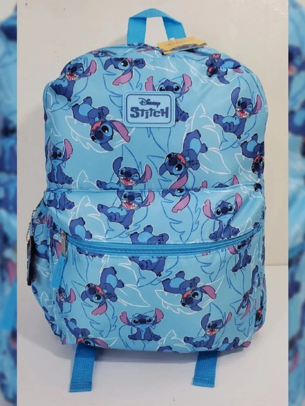 DISNEY STITCH BACKPACK KIDS ALLOVER PRINT STITCH LOGO BOTTLE POCKET
